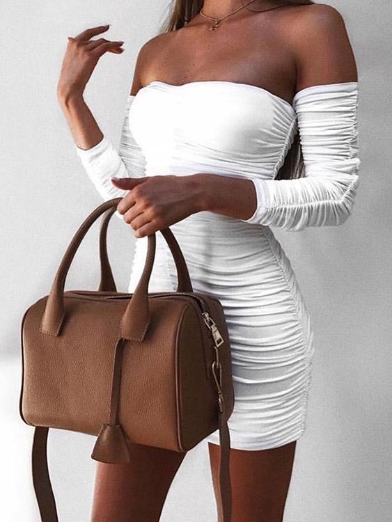 OEM Ladies White Off The Shoulder Dresses