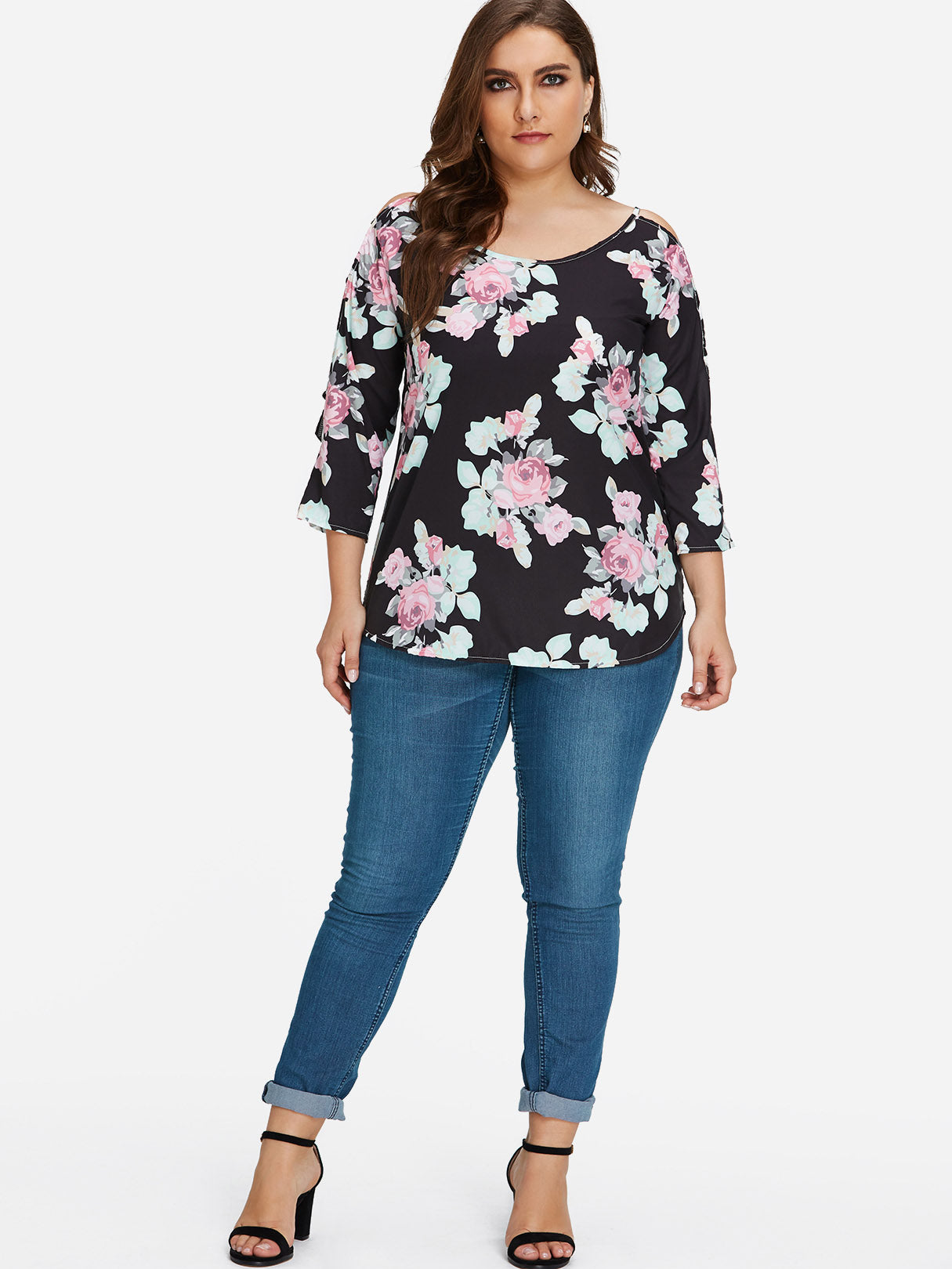 OEM ODM Womens 3/4 Sleeve Plus Size Tops