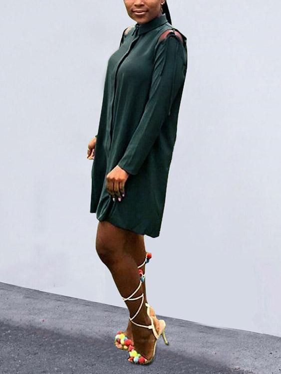 OEM Ladies Green Shirt Dresses