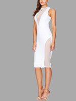 Wholesale White Round Neck Sleeveless Sexy Dress