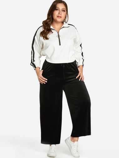 Wholesale Plus Size Velvet Wide Leg Pants