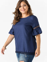 OEM Ladies Blue Plus Size Tops