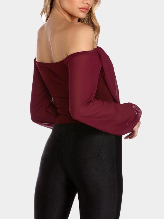 NEW FEELING Womens Burgundy Blouses