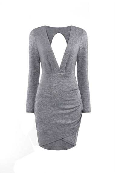 Wholesale Grey Cut Out Irregular Hem Sexy Dress