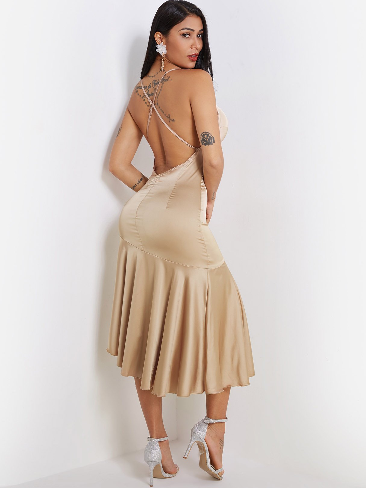 NEW FEELING Womens Khaki Sexy Dresses