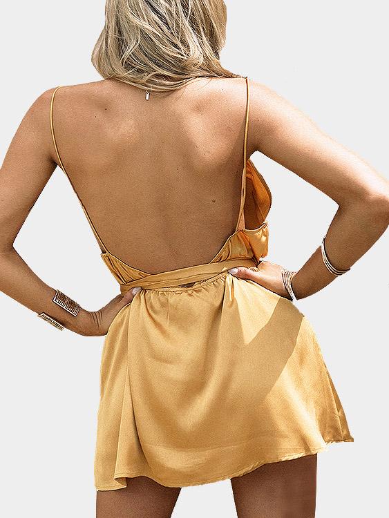 NEW FEELING Womens Yellow Sexy Dresses