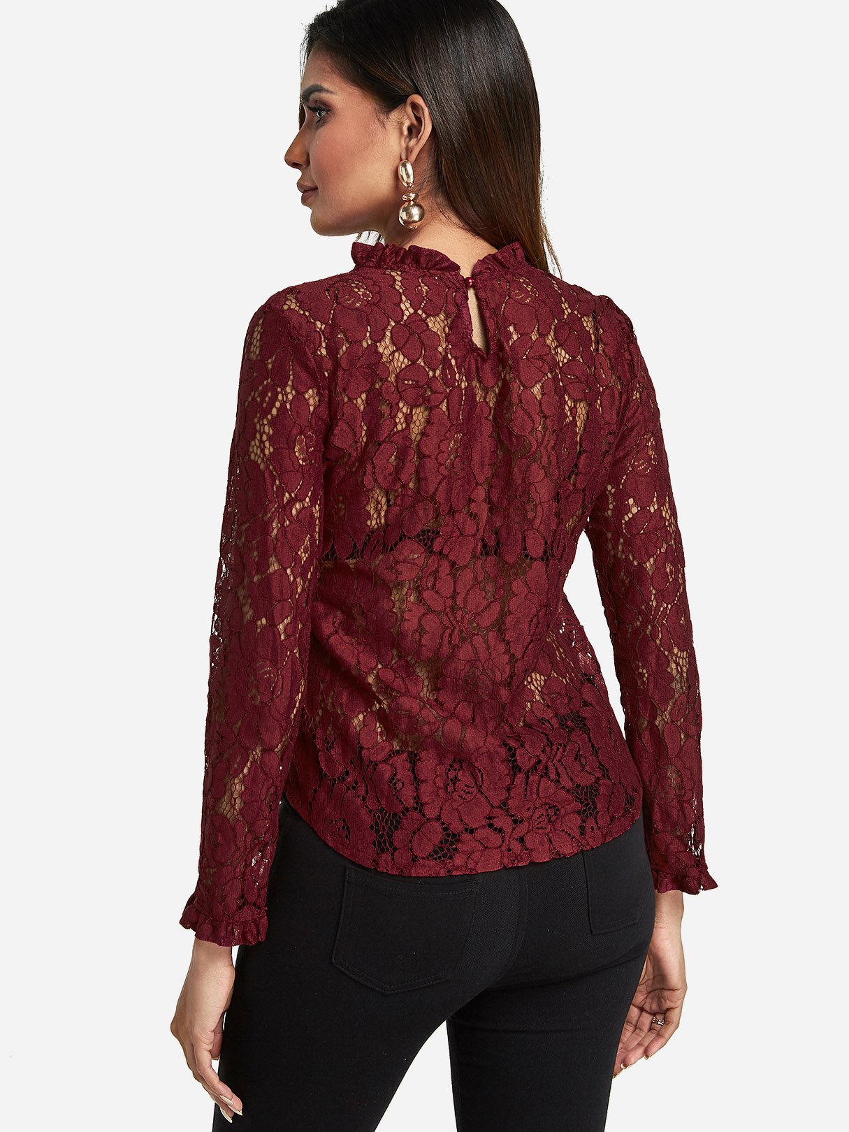 NEW FEELING Womens Burgundy Blouses