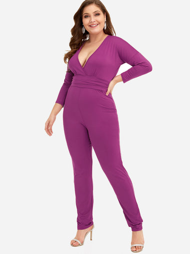 Wholesale V-Neck Plain Long Sleeve Plus Size Bottoms