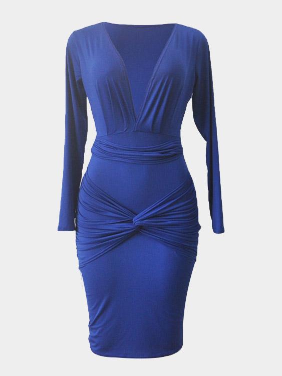 Wholesale Long Sleeve Blue Dresses