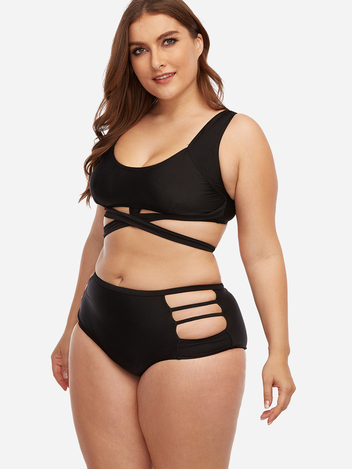 OEM Ladies Black Plus Size Swimwear