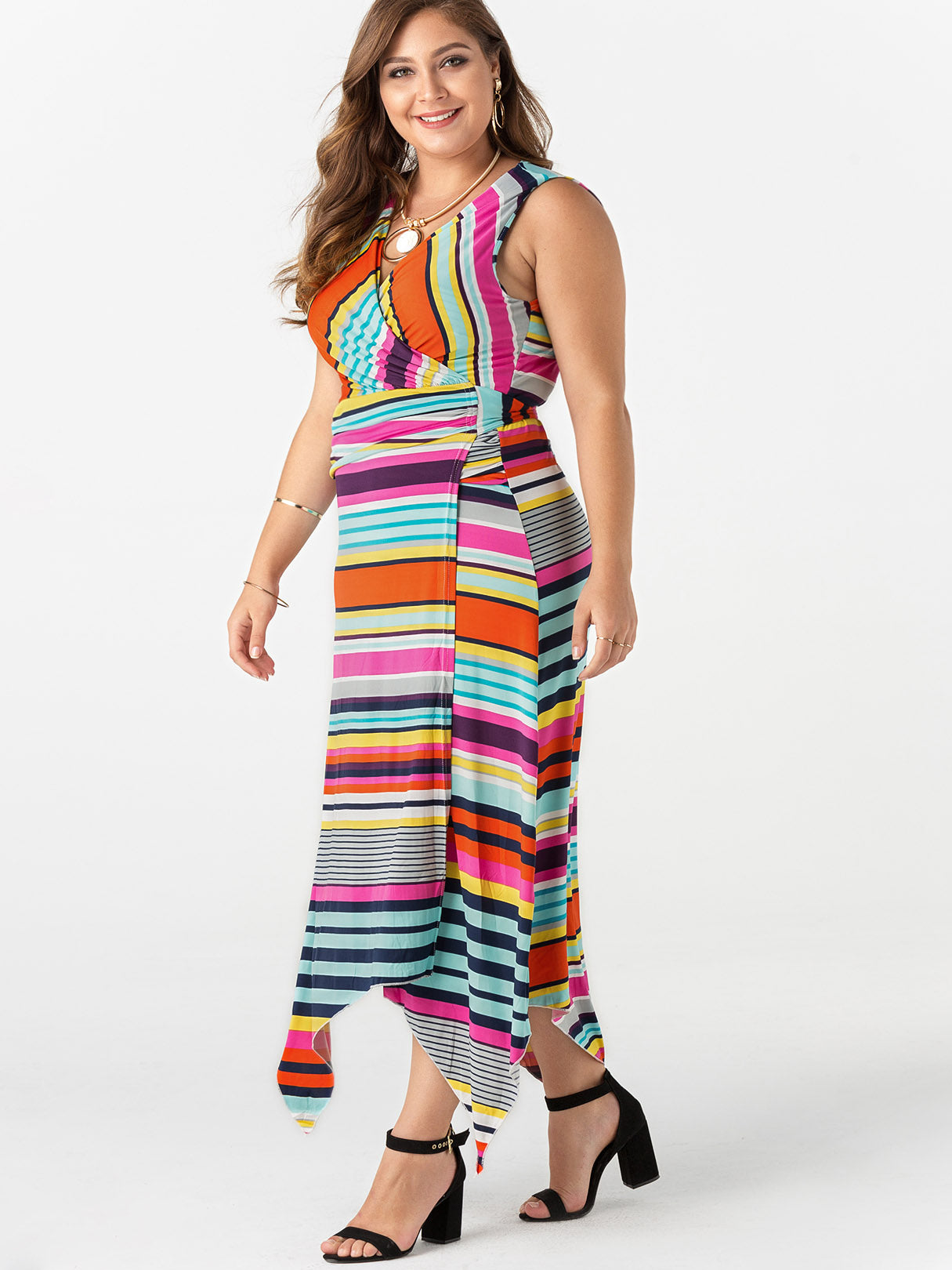 OEM Ladies Striped Plus Size Dresses