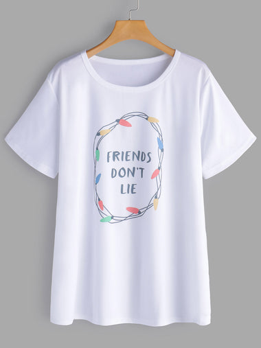 Wholesale Round Neck Letter White Oversized Tops With Short Sleeve