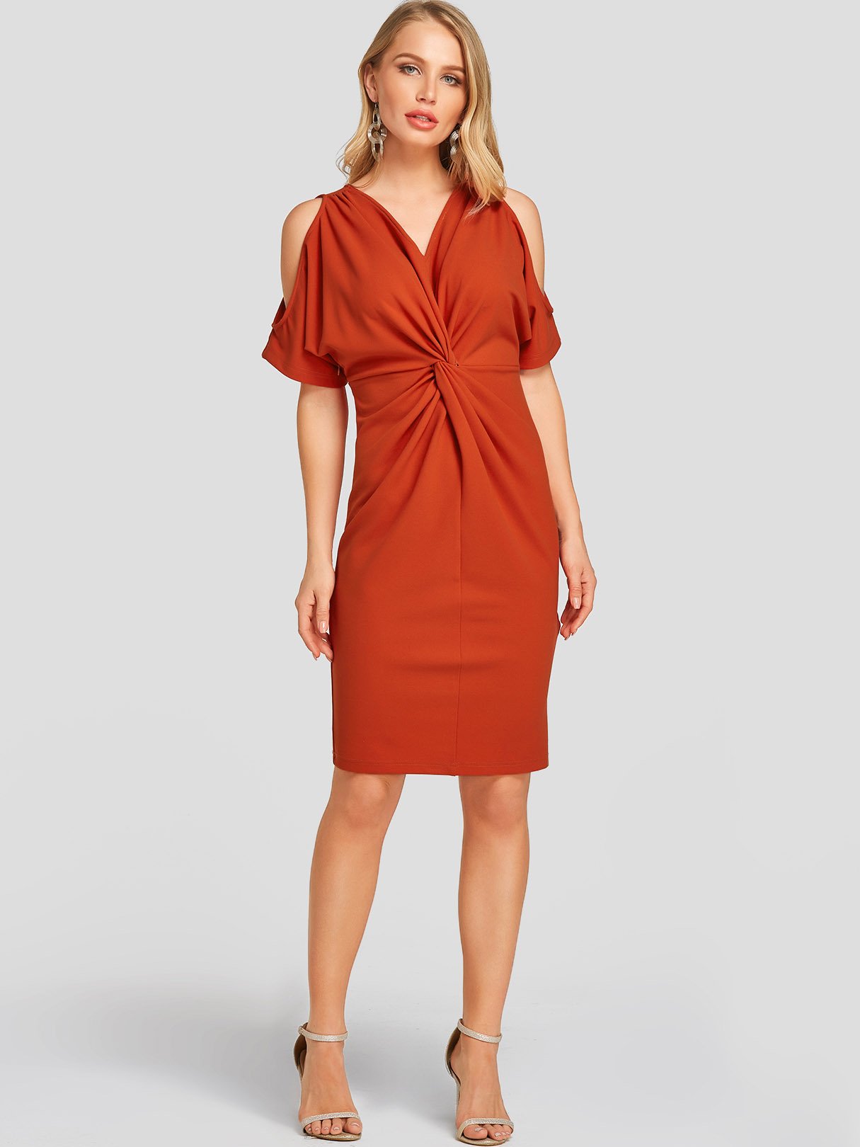 NEW FEELING Womens Orange Sexy Dresses