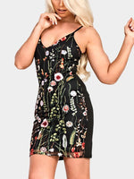 Wholesale Black V-Neck Sleeveless Embroidered Dresses