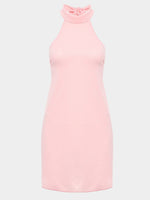 Wholesale Pink Pleated Swing Halter Neck Sexy Dress