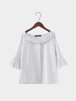 Wholesale Striped Boat Neck Bell Sleeve Top