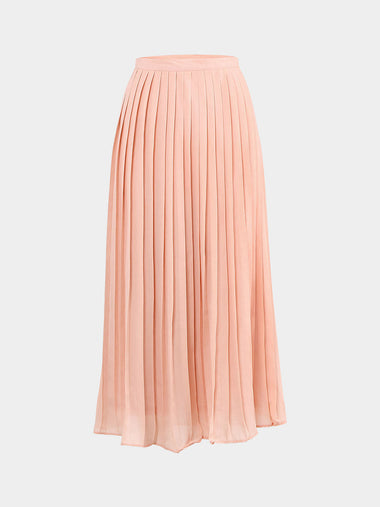 Plus Pink Pleated Midi Skirt, Plus Size