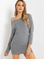 Wholesale One Shoulder Long Sleeve Bodycon Hem Grey Dresses