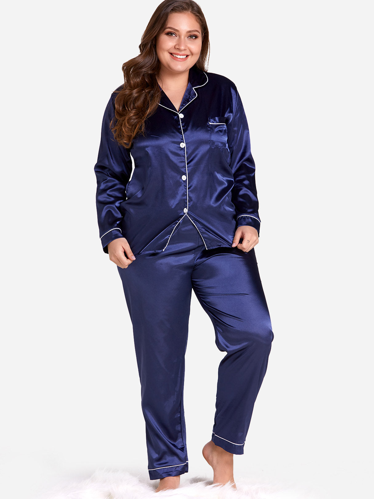 OEM ODM Plus Size Button Design Pajamas Set Clothing