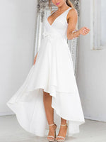 OEM Ladies White V-Neck Dresses