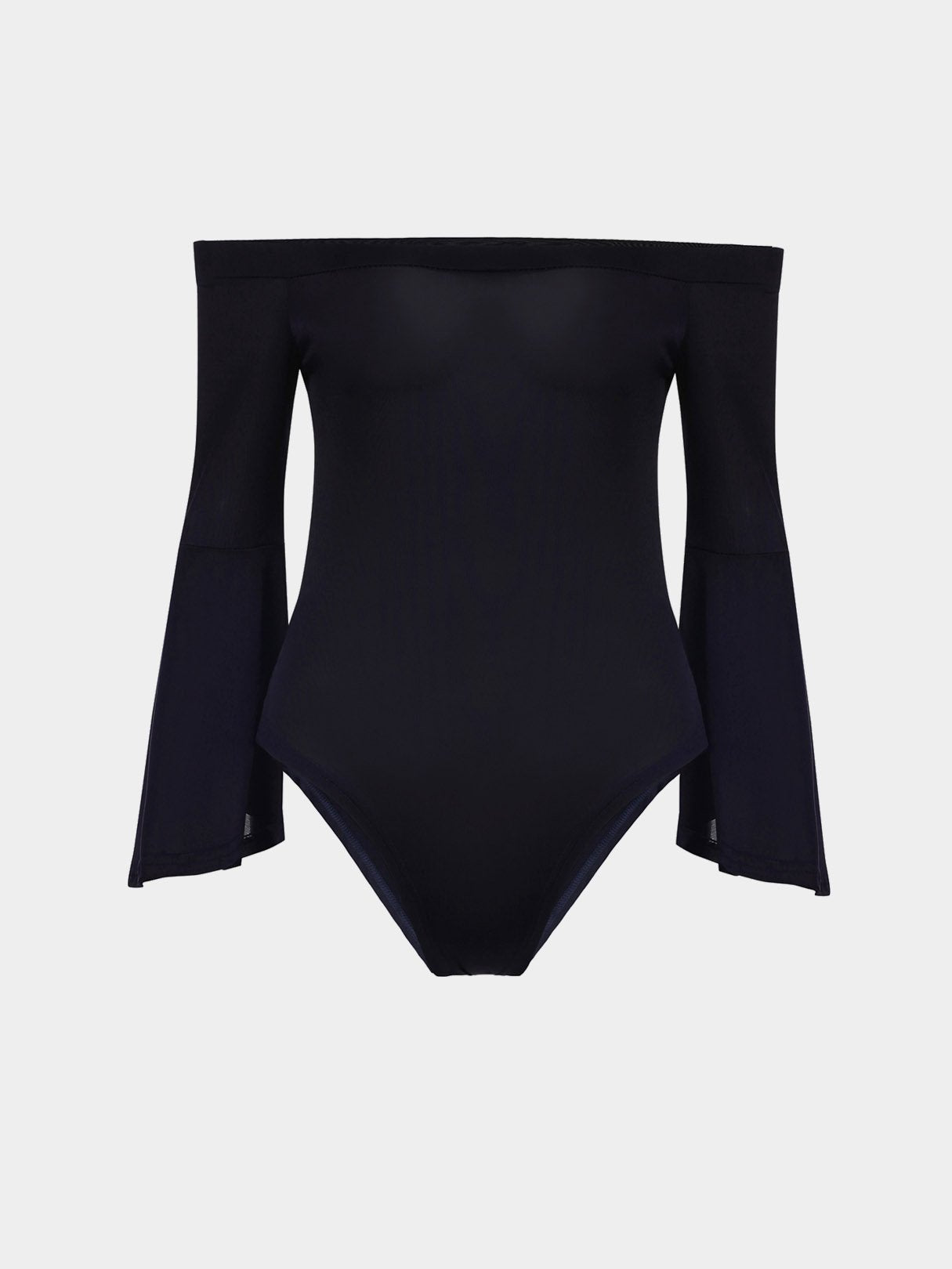 Wholesale Black Off The Shoulder Long Sleeve Bodysuits