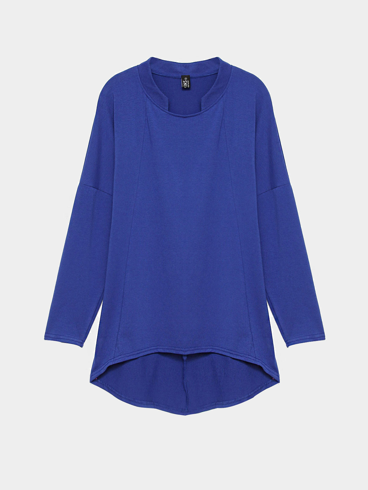 Wholesale Long Sleeve Curved Hem Blue Plus Size Tops