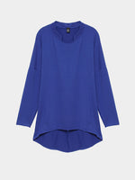 Wholesale Long Sleeve Curved Hem Blue Plus Size Tops