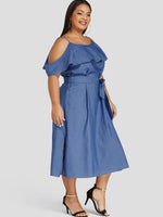 OEM Ladies Blue Plus Size Dresses