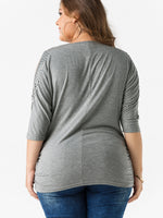 NEW FEELING Womens Grey Plus Size Tops