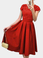 NEW FEELING Womens Red V-Neck Dresses