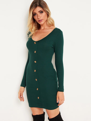 Wholesale Deep V Neck Long Sleeve Dress