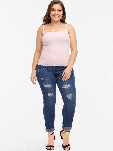 Wholesale Random Ripped Blue Plus Size Bottoms