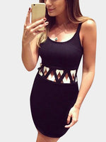 Wholesale Contrast Color Sexy Bodycon Black Dresses With Cut-Out Details