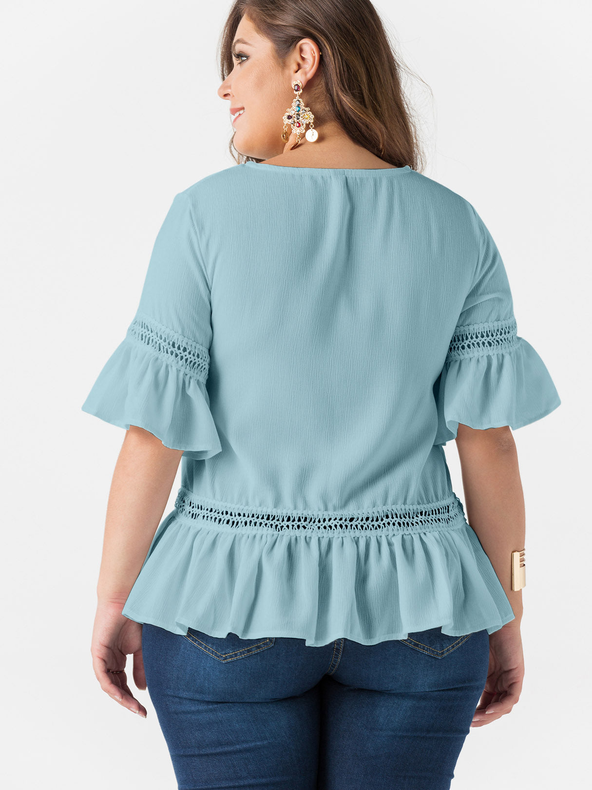 NEW FEELING Womens Blue Plus Size Tops