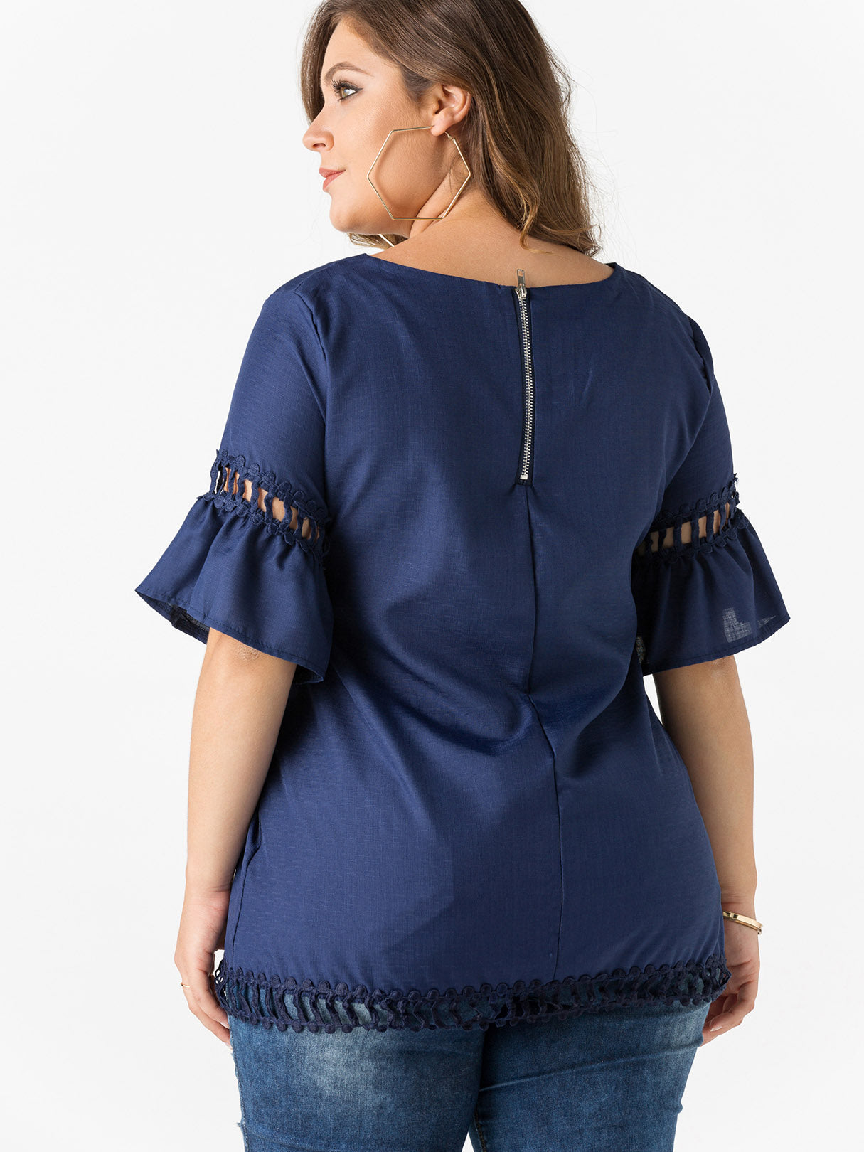 NEW FEELING Womens Blue Plus Size Tops