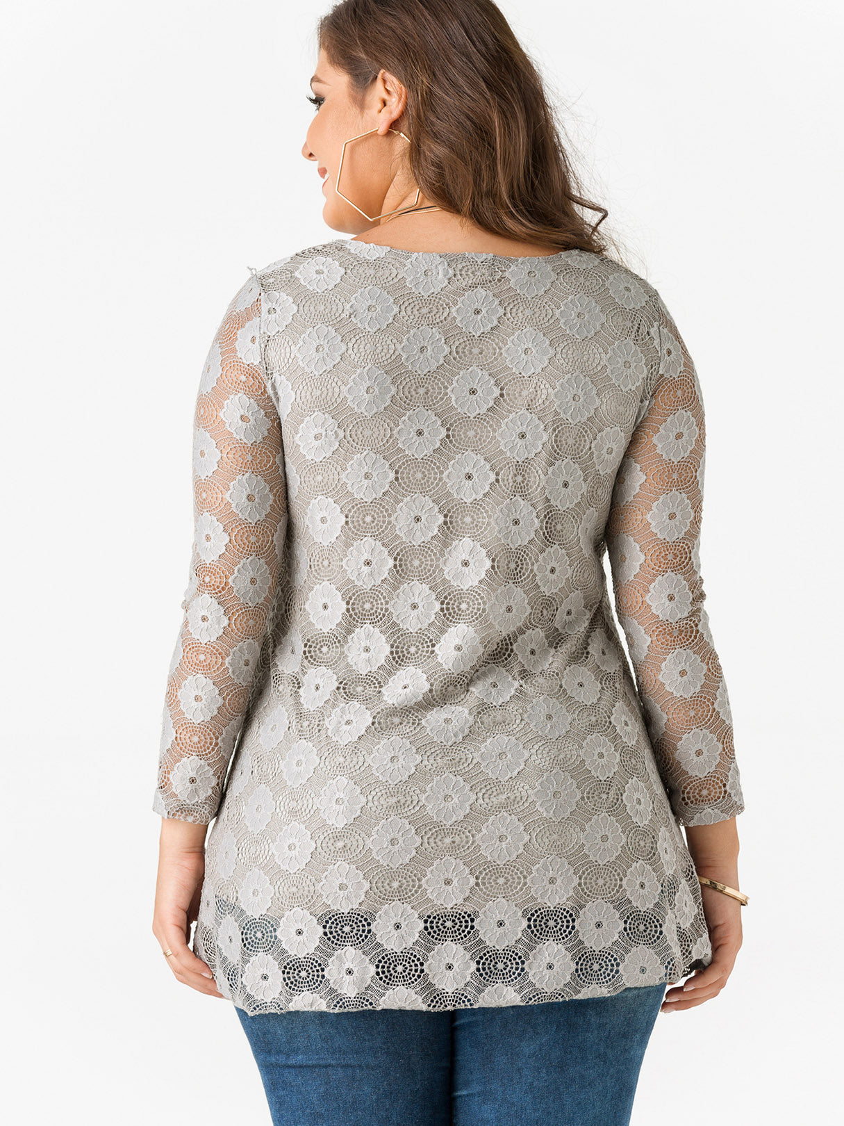 NEW FEELING Womens Grey Plus Size Tops