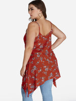 NEW FEELING Womens Red Plus Size Tops