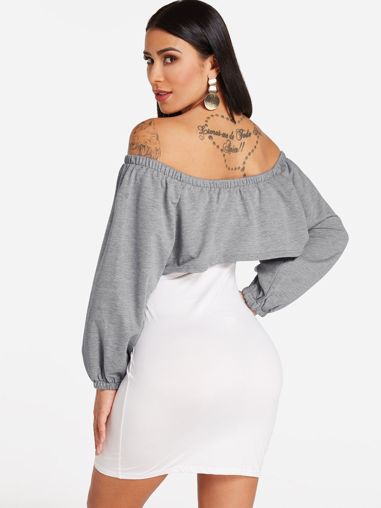 NEW FEELING Womens Grey Bodycon Dresses