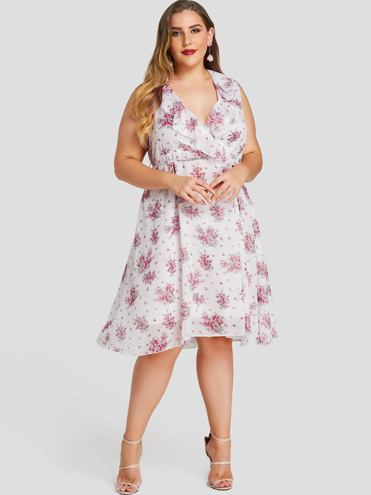 NEW FEELING Womens White Plus Size Dresses