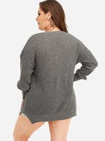 NEW FEELING Womens Grey Plus Size Tops