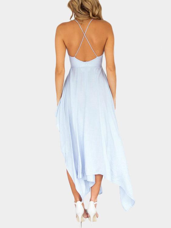 NEW FEELING Womens Sky Blue V-Neck Dresses