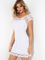 Wholesale White Round Neck Sleeveless Tassel Lace Sexy Dresses