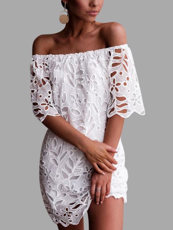 White half shoulder online dress