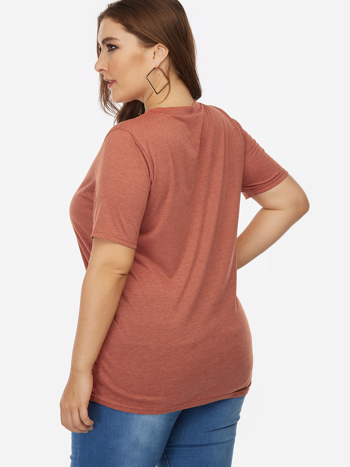 NEW FEELING Womens Orange Plus Size Tops