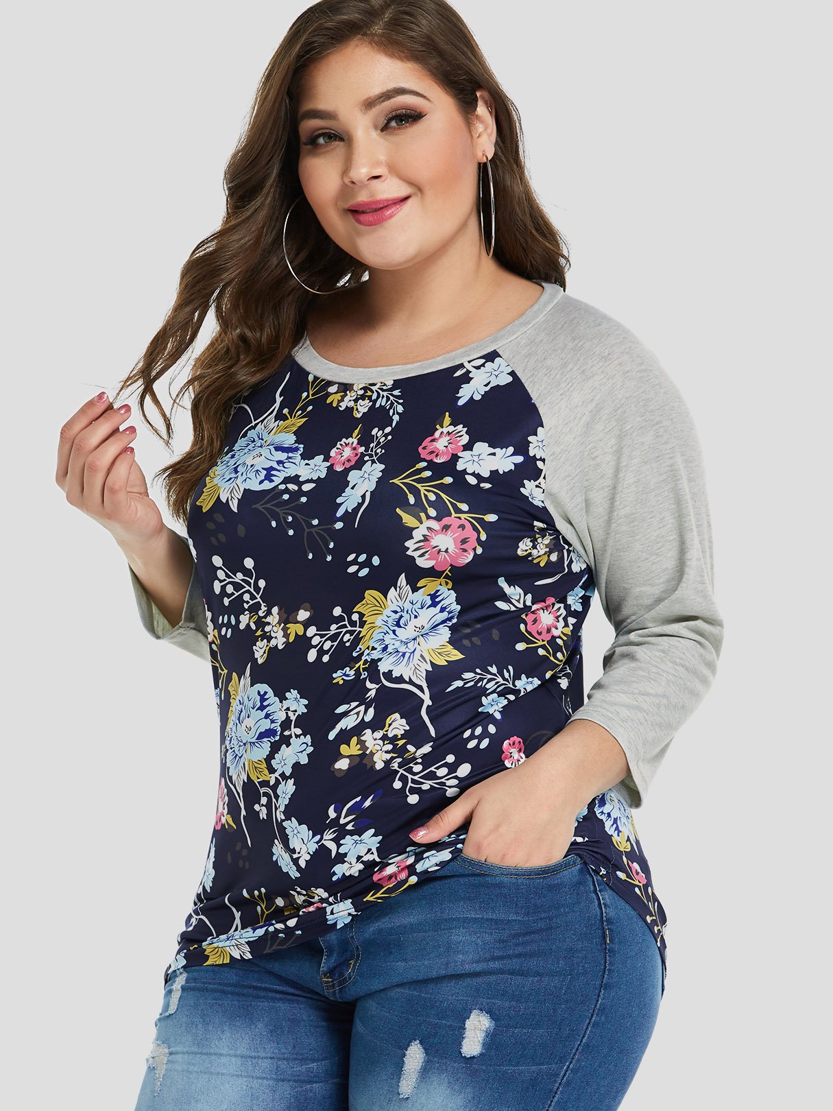 OEM Ladies Grey Plus Size Tops