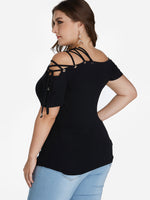 NEW FEELING Womens Black Plus Size Tops