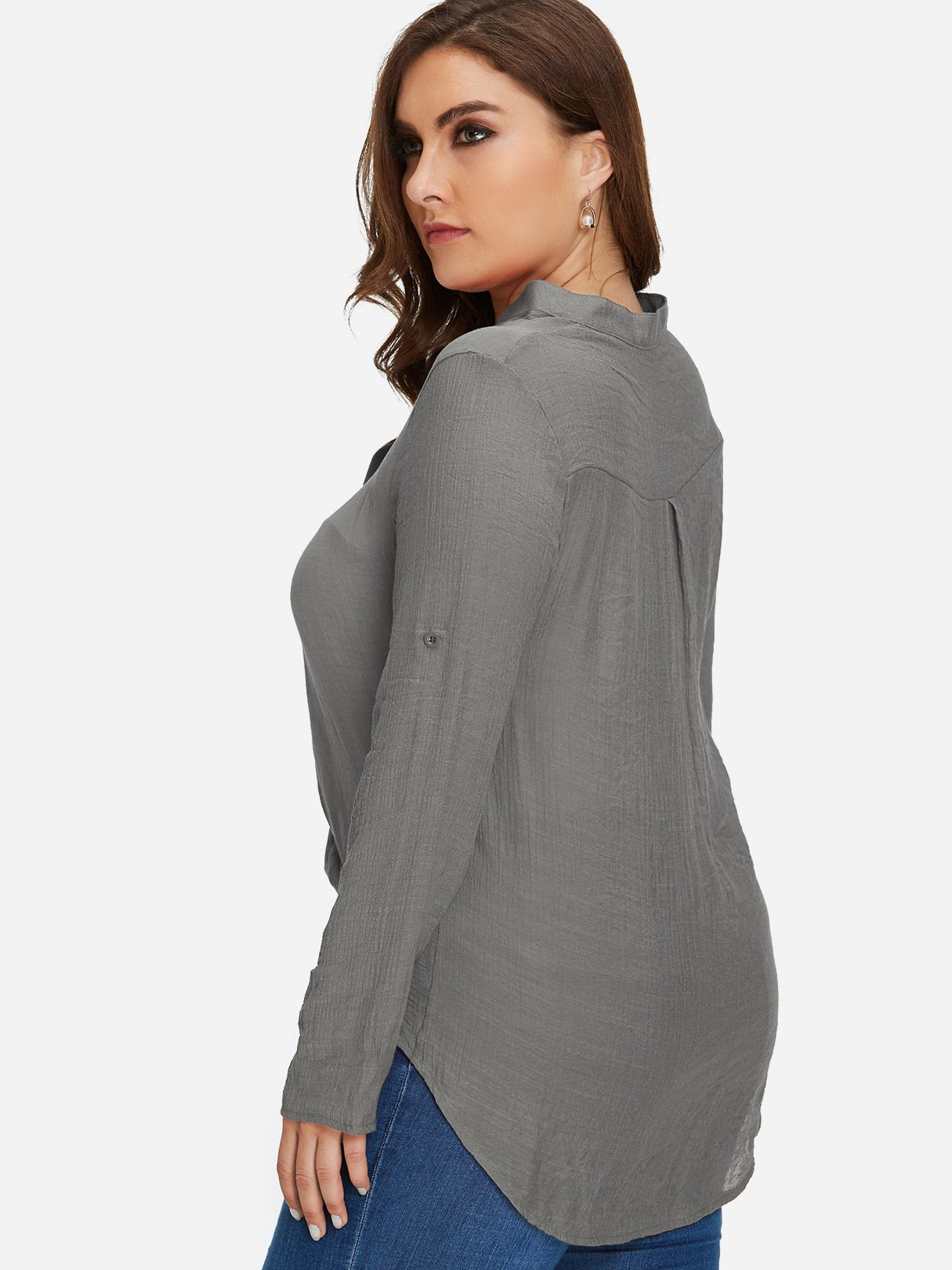 NEW FEELING Womens Grey Plus Size Tops