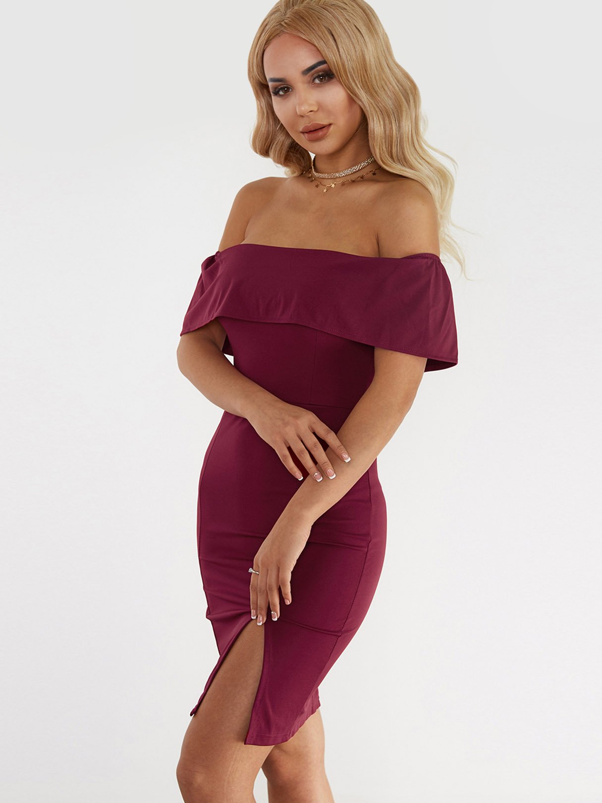 OEM Ladies Burgundy Bodycon Dresses