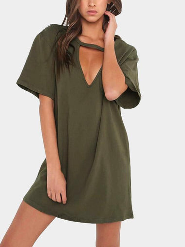 Wholesale V-Neck Short Sleeve Cut Out Sexy Dresses