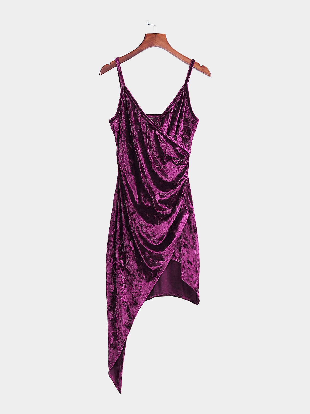 Wholesale Purple V-Neck Sleeveless Wrap Irregular Hem Sexy Dress